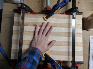 Clamped up striped board