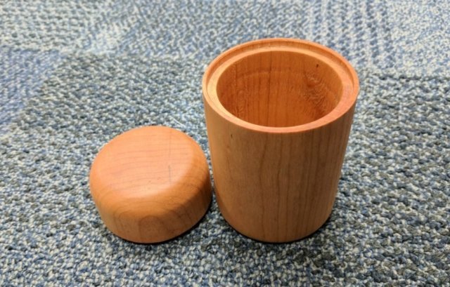 One of my first wood turnings, cherry round box