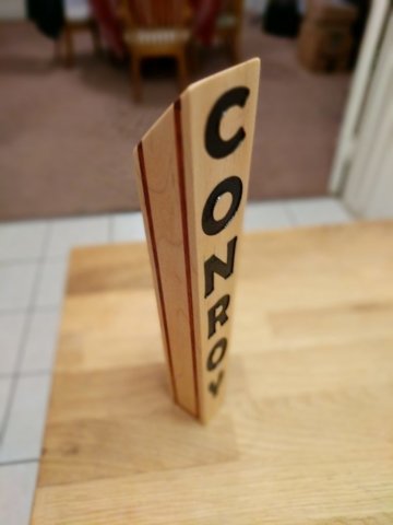 Commissioned marquee inspired maple and paduak tap handle