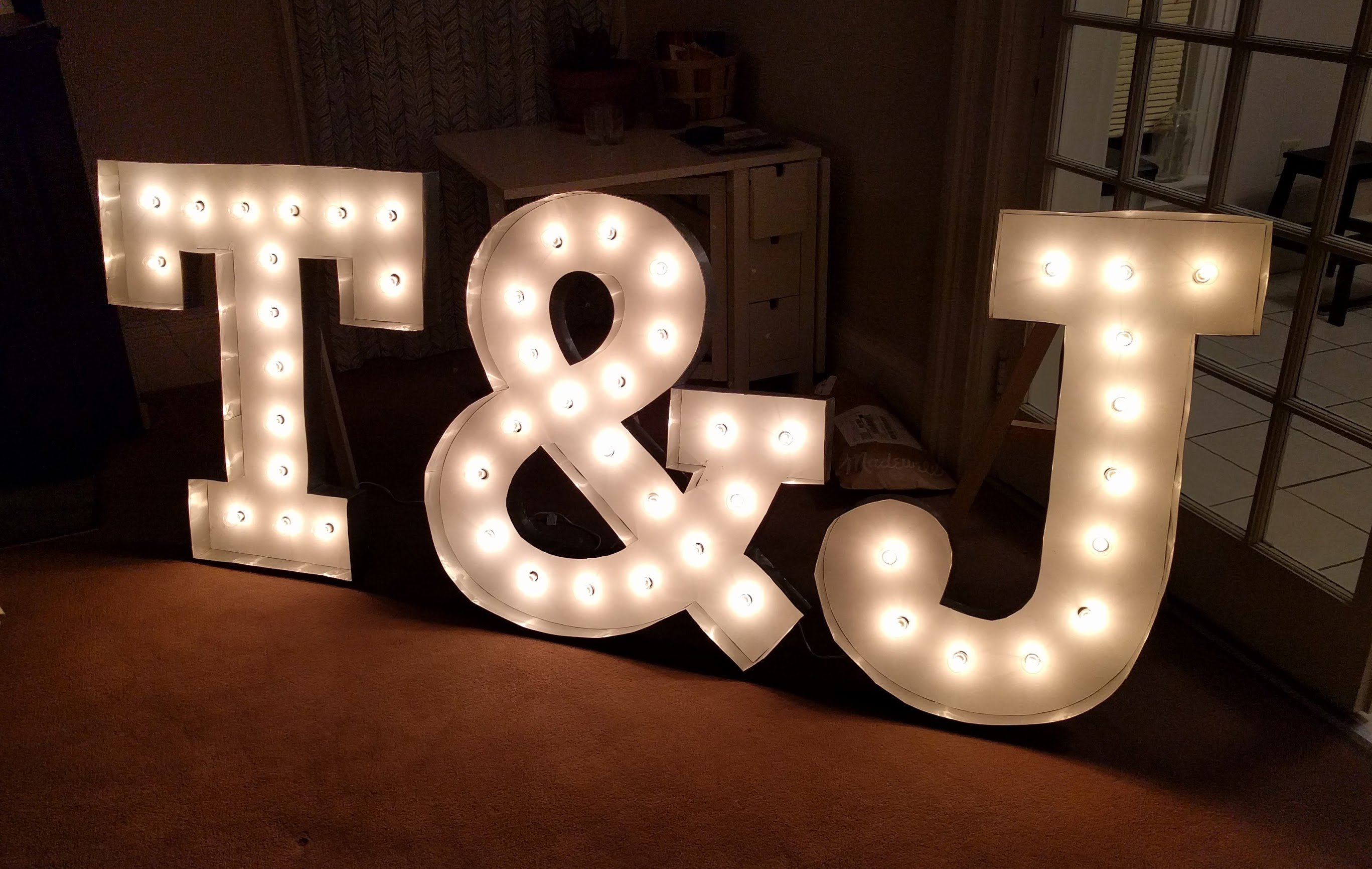 Lit marquee letters made from MDF and sheetmetal
