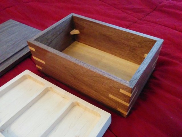 Maple and walnut jewelry box