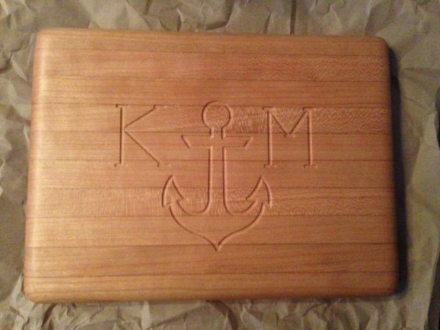 Custom cutting board cut on a CNC machine