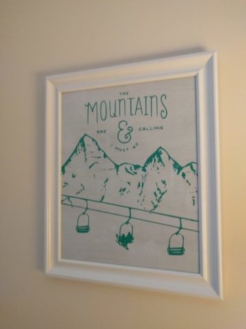 Laser stanciled mountain print on ply