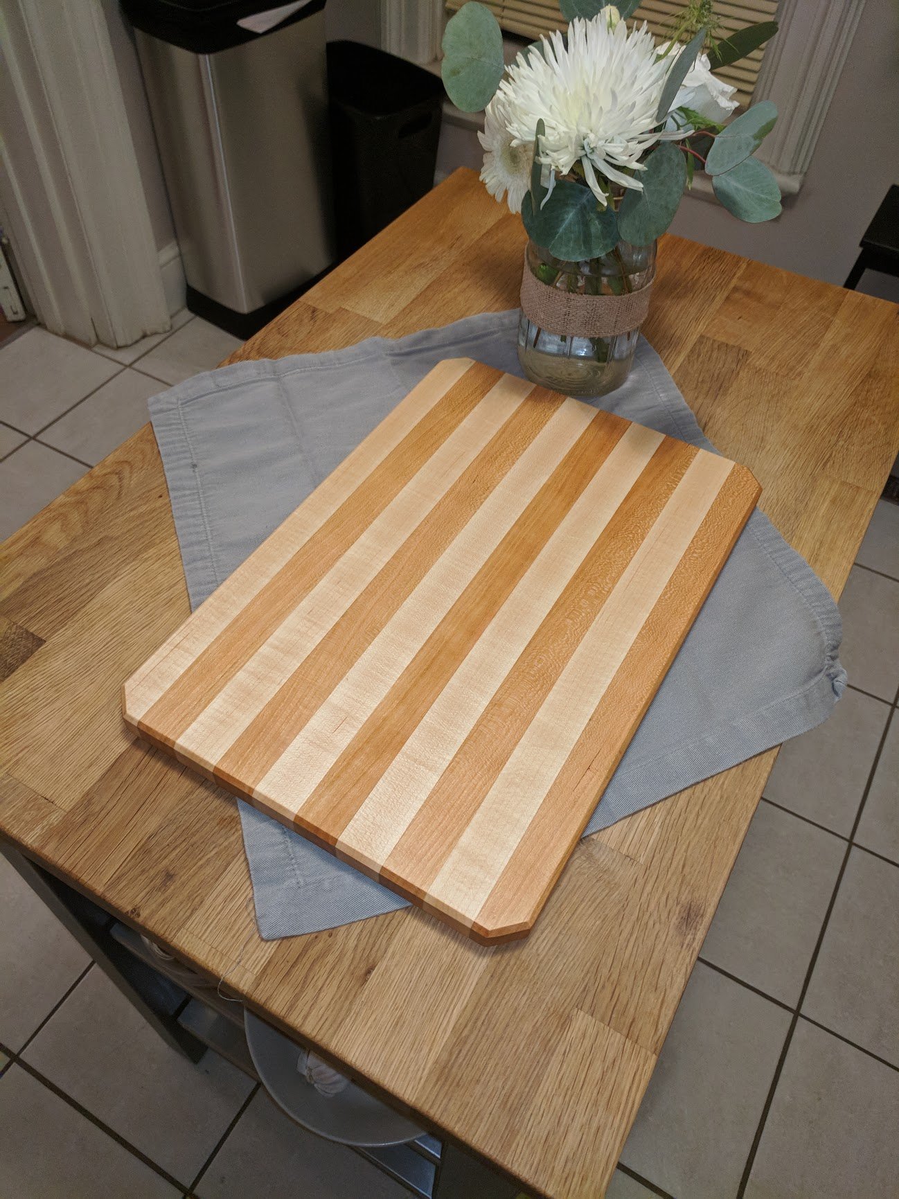 Cherry and maple banded cutting board